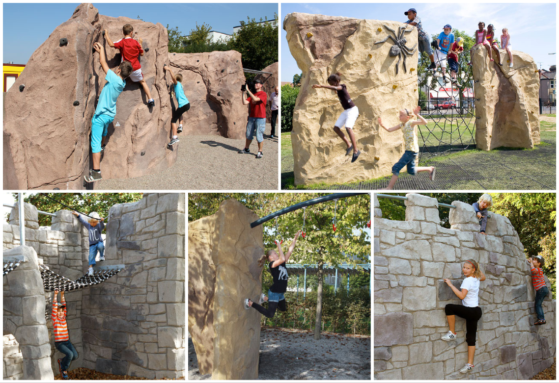 rocce da arrampicata artificiali per parchi giochi e aree fitness all'aperto